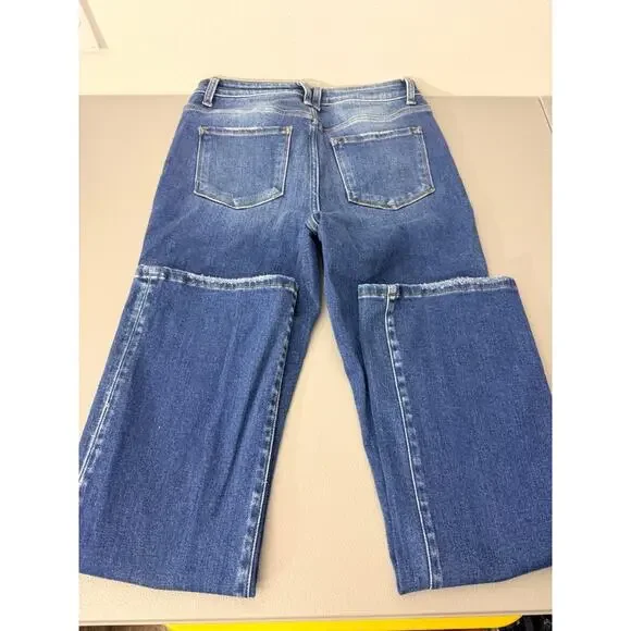 Flying Monkey Distressed Flare Jeans Size 29 Medium Wash Stretch Denim - Picture 3 of 9